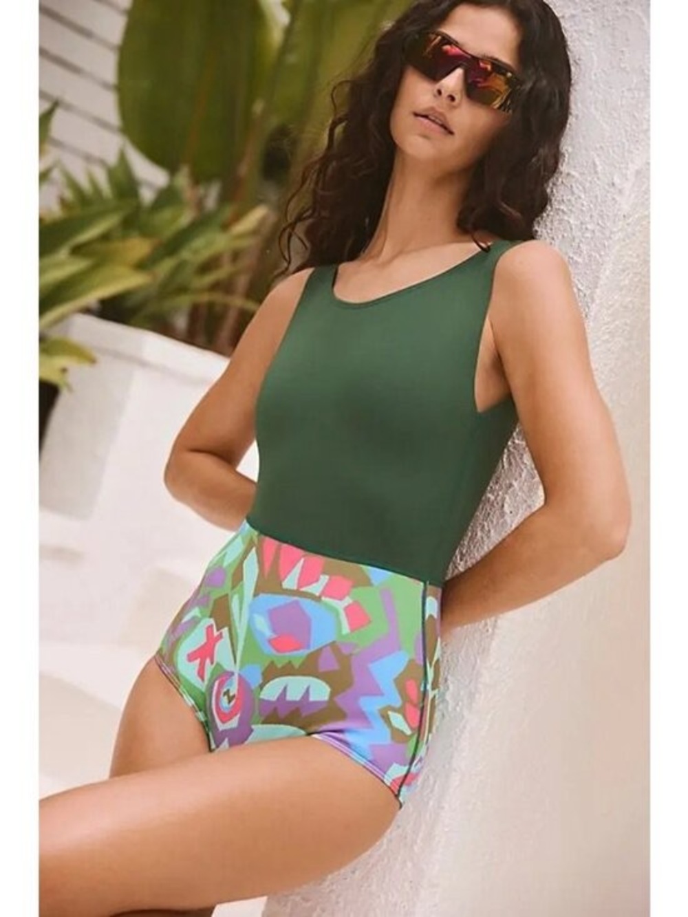 New Anthropologie Free People Seea Lido One Piece Swimsuit Dark Green sz L